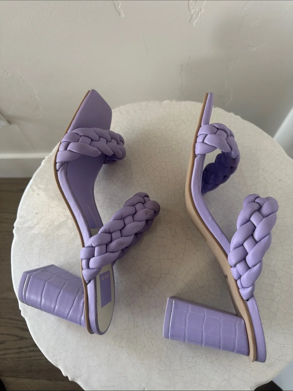 Dolce Vita Lilac/Lavender Braided Block Heel Sandals Square Open Toe Size 8 NWOB